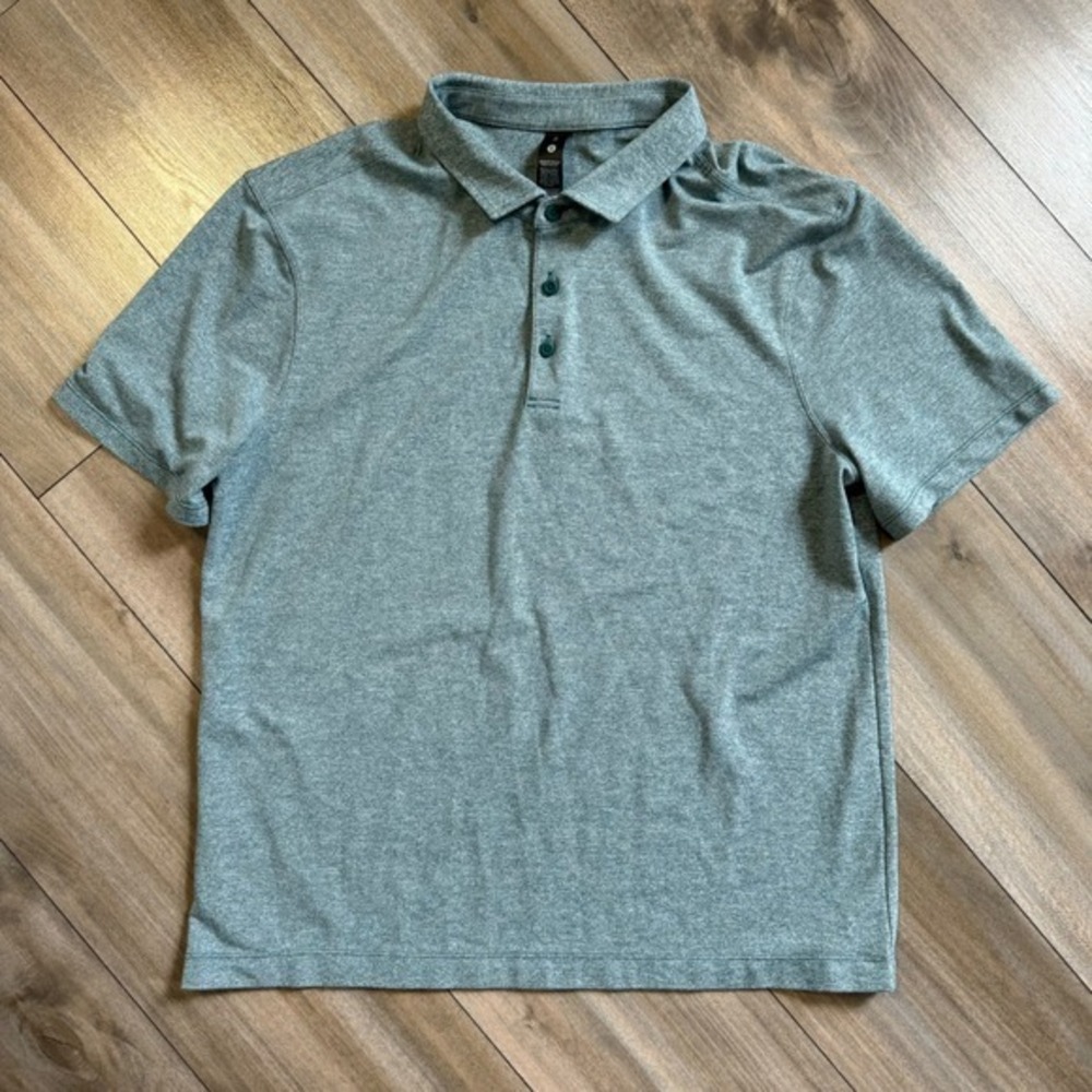 Lululemon ABC Polo Shirt Mens XL‎ Heather Teal Short Sleeve Golf Athleisure L-30